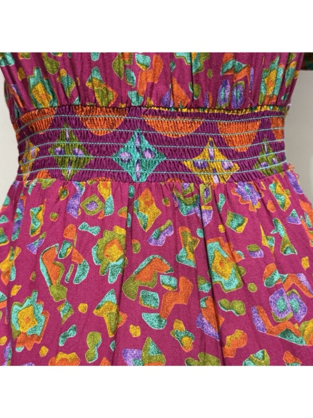 Abstract Geometric Button Front Dress Size 3/4 Vintage 80s Positive Attitude - Picture 8 of 11